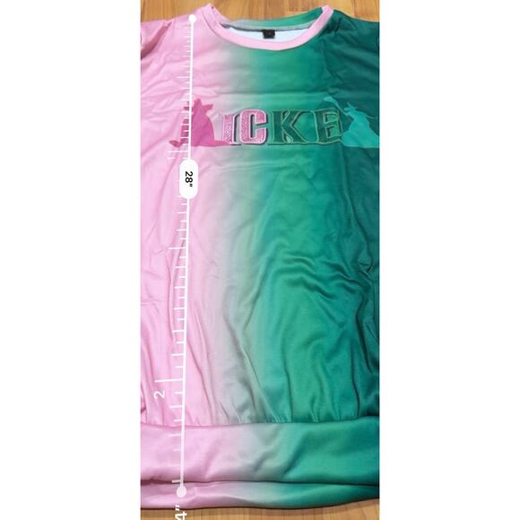 Wicked Long Sleeve Pullover Green / Pink Women's Large New - Picture 3 of 3